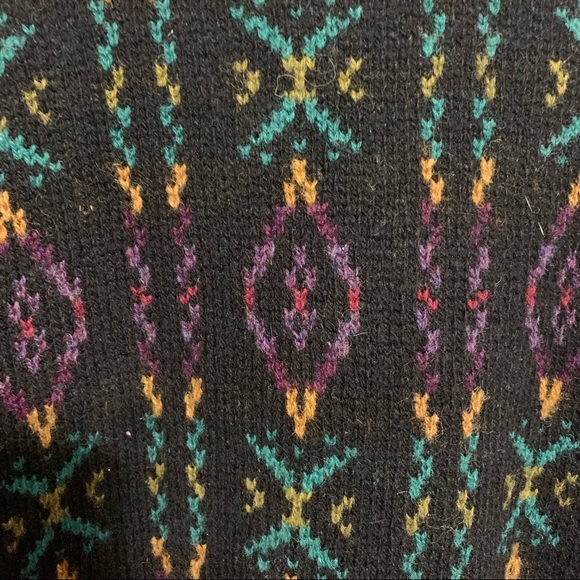 SWEATER MARKET Denmark Vintage Mens Fair Isle Sweater Crew Neck Dark Gray Wool L - Picture 3 of 4